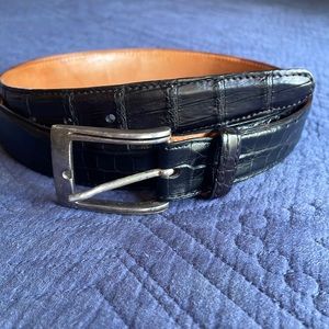 Sz 42 MARTIN DINGMAN American Alligator Belt, equestrian saddle leather lining.
